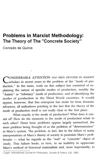 Problems in Marxist Methodology: The Theory of the Concrete Society