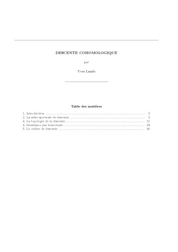 Descente cohomologique