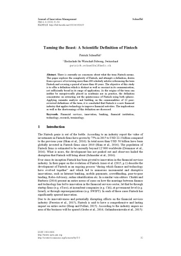 Taming the Beast: A Scientific Definition of Fintech