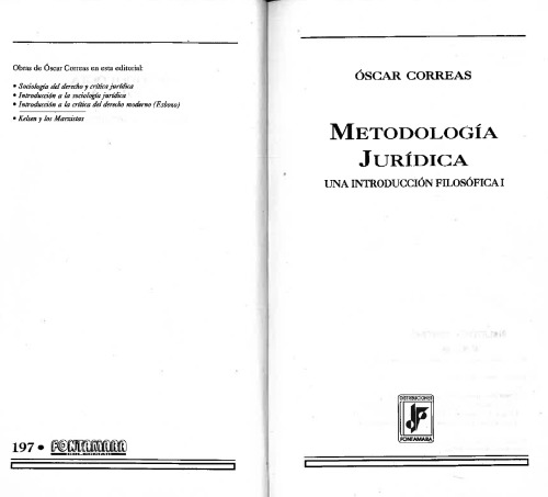 Metodología jurídica I Una introducción filosófica