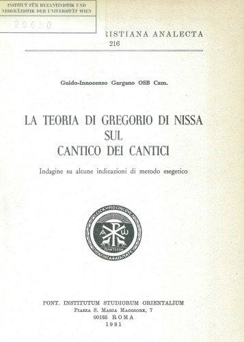 La teoria di Gregorio di Nissa sul Cantico dei cantici
