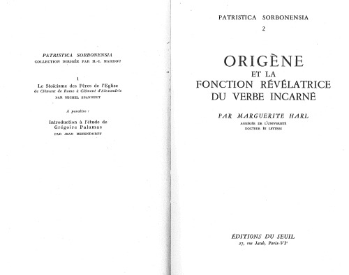 Origène et la fonction révélatrice du verbe incarné