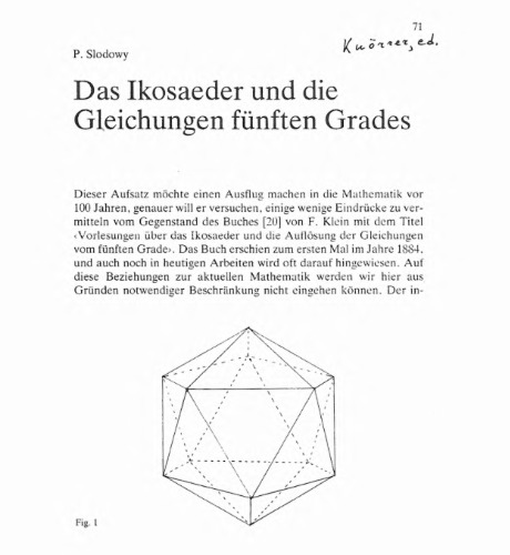 Das Ikosaeder und die Gleichungen fünften Grades