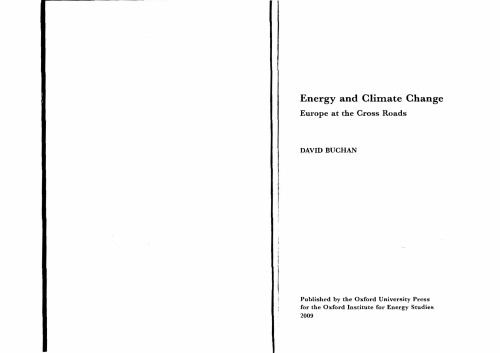 Energy and Climate Change: Europe at the Crossroads