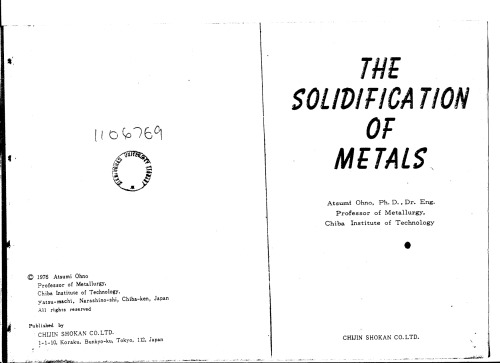 The Solidificaton of Metals