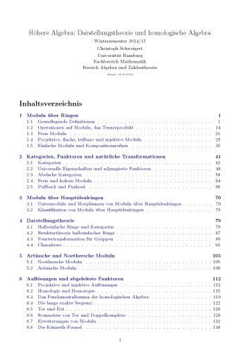 Höhere Algebra: Darstellungstheorie und homologische Algebra [Lecture notes]