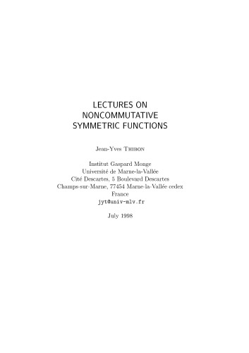 Lectures on noncommutative symmetric functions [Lecture notes]