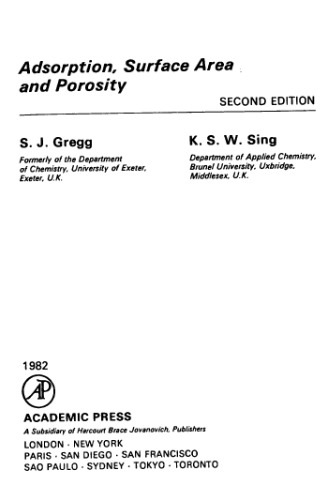 Adsorption, surface area, and porosity