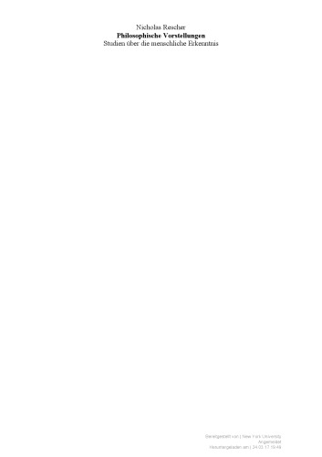 Philosophische Vorstellungen. Studien über die menschliche Erkenntnis