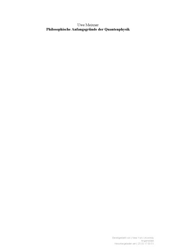 Philosophische Anfangsgründe der Quantenphysik