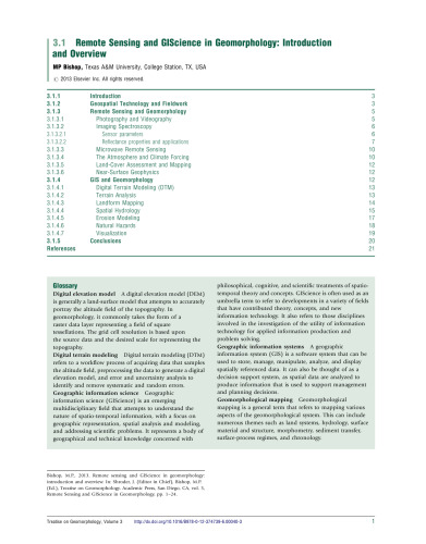 Treatise on Geomorphology: Remote Sensing and GIScience in Geomorphology