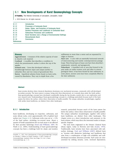 Treatise on Geomorphology: Karst Geomorphology