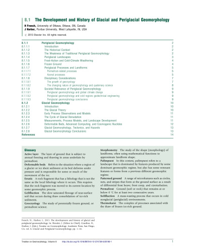 Treatise on Geomorphology: Glacial and Periglacial Geomorphology