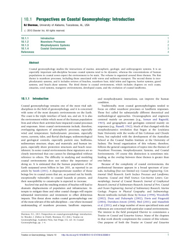 Treatise on Geomorphology: Coastal Geomorphology