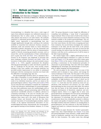 Treatise on Geomorphology: Methods in Geomorphology