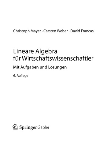 Lineare Algebra für Wirtschaftswissenschaftler