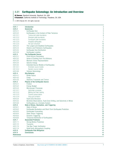 Treatise on Geophysics: Earthquake Seismology