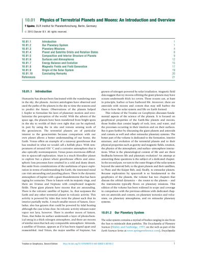 Treatise on Geophysics: Physics of Terrestrial Planets and Moons