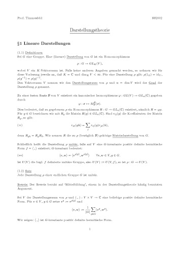 Darstellungstheorie [Lecture notes]