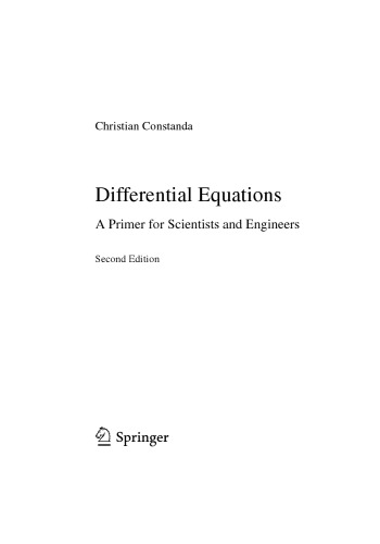 Differential Equations: A Primer for Scientists and Engineers