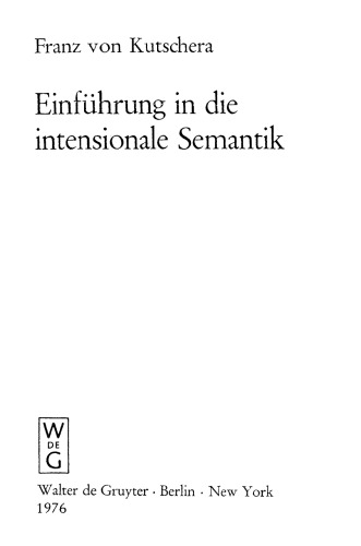 Einführung in die Intensionale Semantik