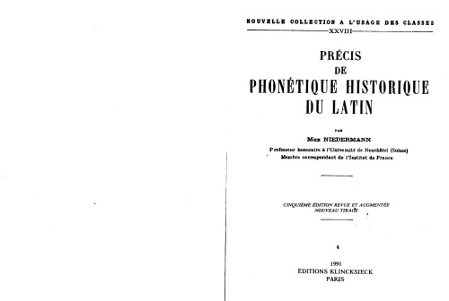 Précis de phonétique historique du latin