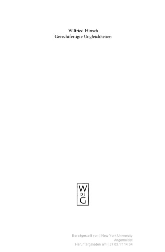 Gerechtfertigte Ungleichheiten. Grundsätze sozialer Gerechtigkeit