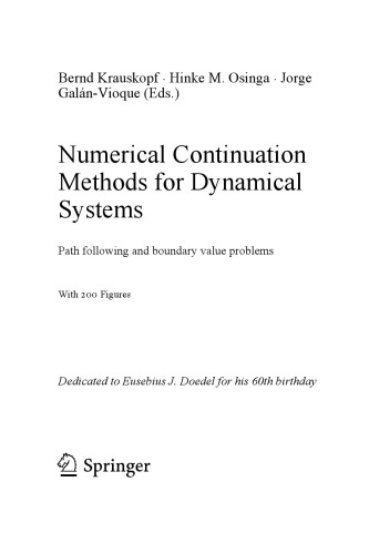 Numerical Continuation Methods for Dynamical Systems. Path Following and Boundary Value Problems