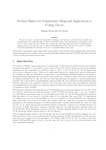 Gröbner Bases over Commutative Rings and Applications to Coding Theory [expository notes]