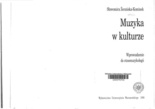 Muzyka w kulturze : wprowadzenie do etnomuzykologii