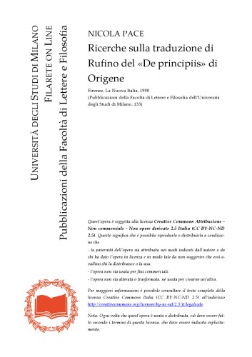 Ricerche sulla traduzione di Rufino del 