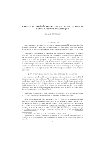 Matrice intergénérationnelle et ordre de Bruhat dans le groupe symétrique [expository notes]