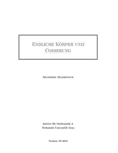 Endliche Körper und Codierung [Lecture notes]