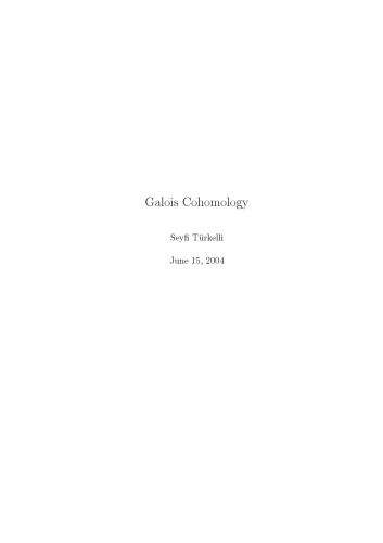 Galois Cohomology [Lecture notes]