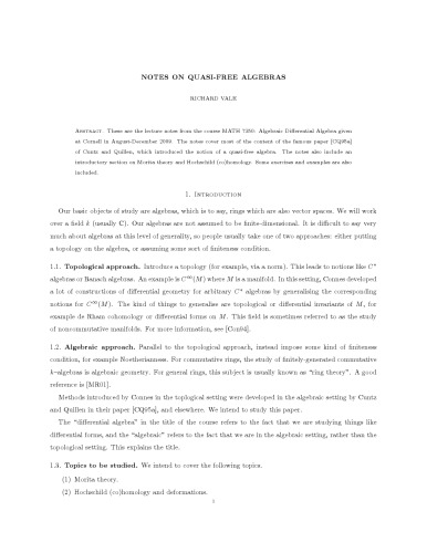 Notes on quasi-free algebras [Lecture notes]