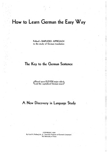 How to Learn German the Easy Way: The Key to the German Sentence