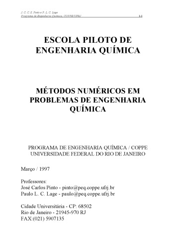 MÉTODOS NUMÉRICOS EM PROBLEMAS DE ENGENHARIA QUÍMICA