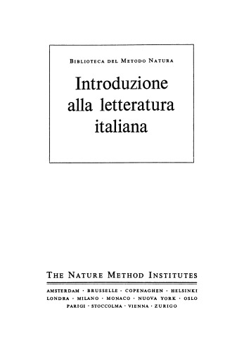 Introduzione alla letteratura Italiana (L’Italiano secondo il Metodo Natura)