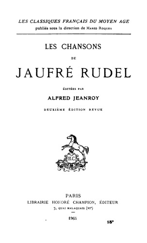 Les chansons de Jaufré Rudel