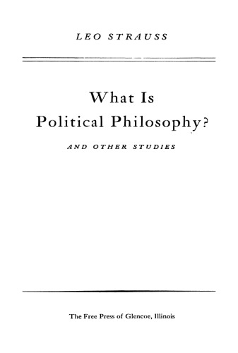 What is Political Philosophy? And Other Studies