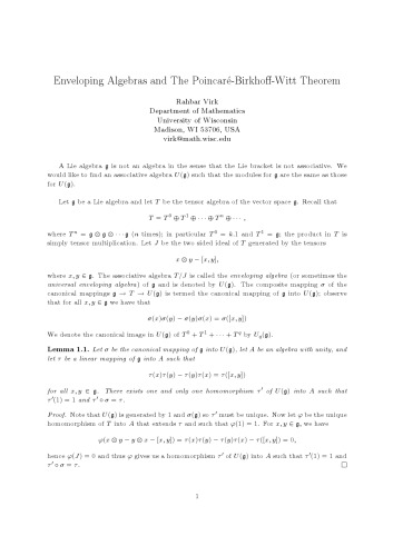 Enveloping Algebras and The Poincaré-Birkhoff-Witt Theorem