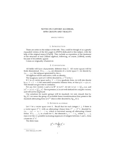 Notes on Clifford algebras, spin groups and triality [expository notes]