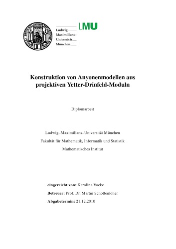Konstruktion von Anyonenmodellen aus projektiven Yetter-Drinfeld-Moduln