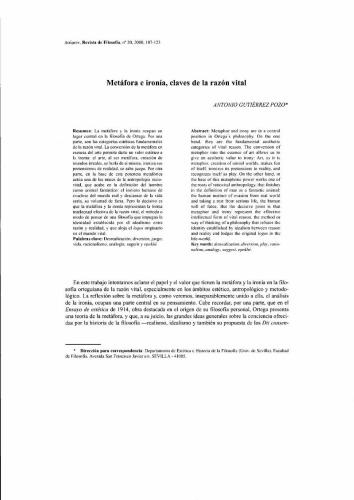 [Artículo] Metáfora e ironía, claves de la razón vital