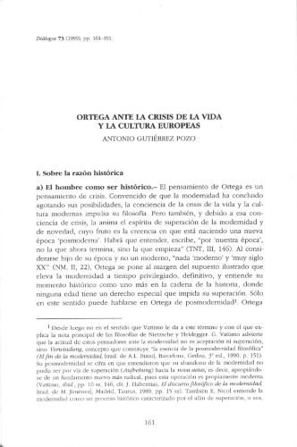 [Article] Ortega y Gasset ante la crisis de la vida y de la cultura europeas