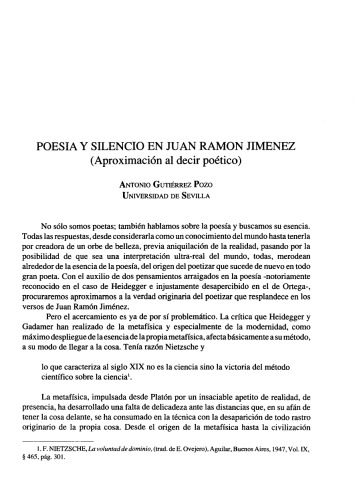 [Artículo] Poesía y silencio en Juan Ramón Jiménez
