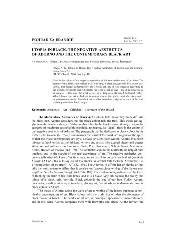 Utopia in Black. The Negative Aesthetics of Adorno and the Contemporary Black Art