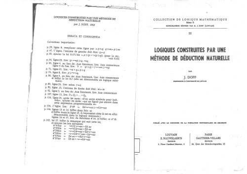 Logiques Construites Par Une Methode de Deduction Naturelle