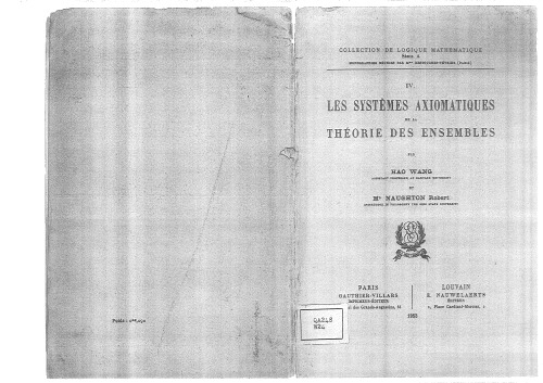 Les systemes Axiomatiques de la Theorie des Ensembles