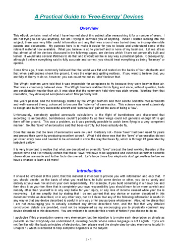 A Practical Guide to Free Energy Devices ~ Introduction